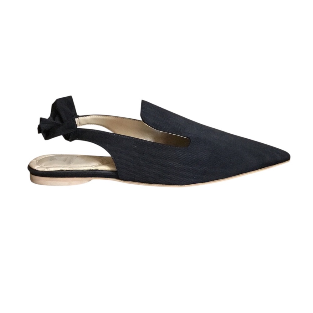 Rosie Assoulin Black Textured Slingback Flats